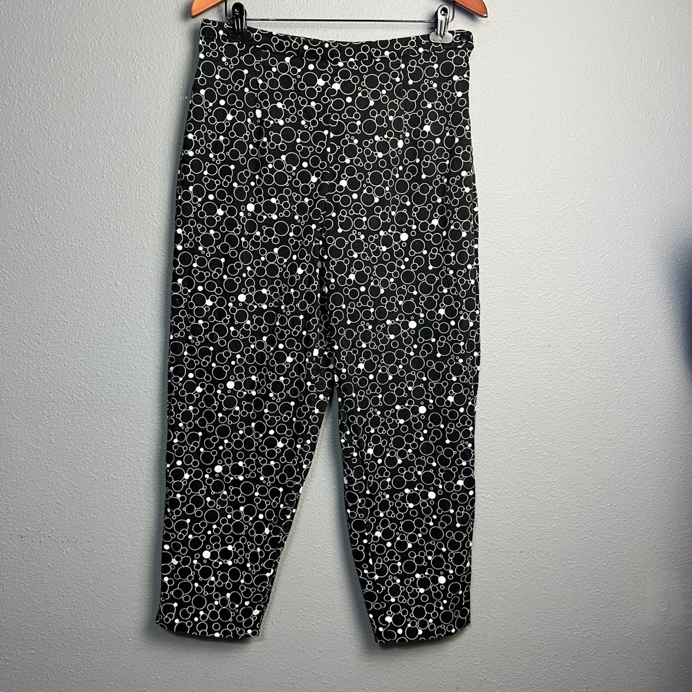 Briggs Black & White Geometric Artsy Print Cotton Blend Ankle Pants Size 16